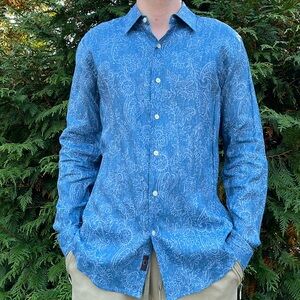 Black Brown 1826 Linen Button Down Shirt